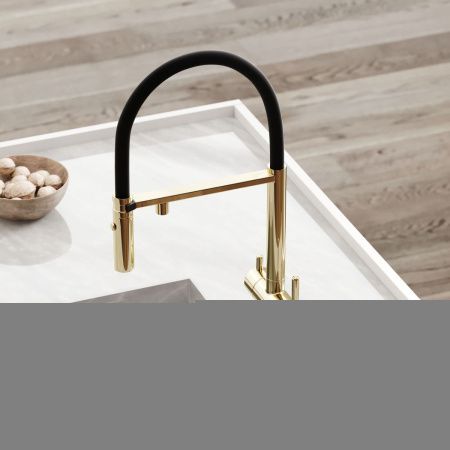 Смеситель для кухни Sancos Imola SC4010ZG на мойку черный/золото