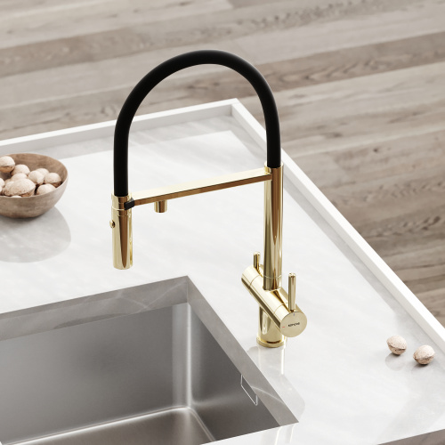 Смеситель для кухни Sancos Imola SC4010ZG на мойку черный/золото - фото 4