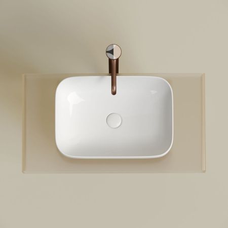 Раковина из сантехнического фарфора Ceramica Nova ELEMENT CN6055 50х40 накладная цвет белый без отверстий под смеситель