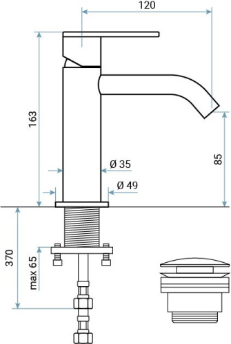 Смеситель Emmevi Filobrass 85003/GF на раковину графит - фото 2