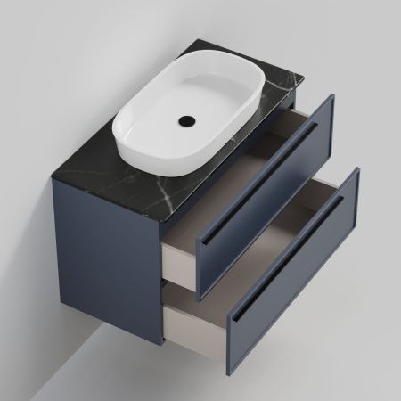 Тумба со столешницей La Fenice ELBA TWIN NFNC-01-ELB-BG-100-2-3-GB 100х50 подвесная цвет синий