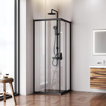Душевой уголок Am.Pm Gem W90G-403-8080-BT 80х80 стекло прозрачное профиль черный матовый без поддона