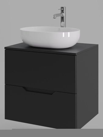 Тумба с раковиной Orange Line Li-60TubMDF+B05-480W 60х50 подвесная цвет черный