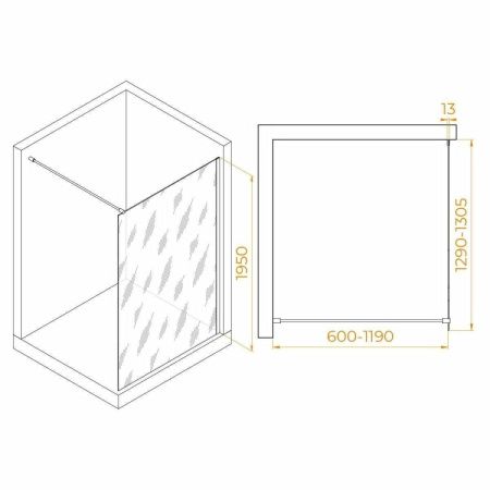 Душевая перегородка RGW Walk In 351001013-15 130х195 стекло прозрачное профиль белый