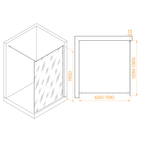 Душевая перегородка RGW Walk In 351001013-11 130х195 стекло прозрачное профиль хром глянцевый - фото 2 Душевая перегородка RGW Walk In 351001013-11 130х195 стекло прозрачное профиль хром глянцевый - фото 2