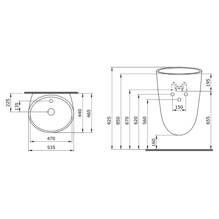 Раковина из сантехнического фарфора Ambassador Queen 116T20102 54х47 подвесная цвет белый матовый 1 отверстие под смеситель