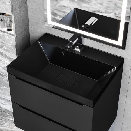 Раковина из искусственного камня Uperwood Classic New RClassicNew60bg 60х50 полувстраиваемая цвет черный