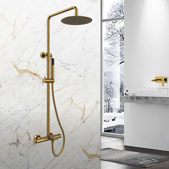 Душевая стойка Vincea Vogue VSFS-1V1TBG настенная цвет брашированное золото