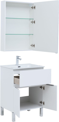 Комплект мебели: тумба с раковиной + зеркало-шкаф Aquanet Алвита New 00274529 61х46,5х170,3 напольный - фото 4