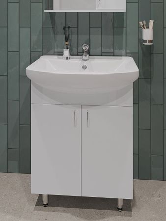 Тумба с раковиной Orange Лайт LA-60TUW+GR 60х40 напольная цвет белый