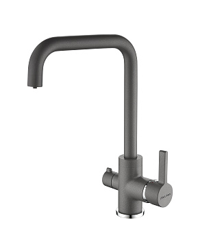 Смеситель для кухни Paulmark LOGAS Lo213021-402 на раковину серый металлик без термостата