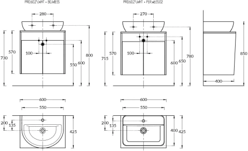 Тумба под раковину Kerama Marazzi PRO PRO.60.2\WHT 60х43х57 подвесная цвет белый - фото 2