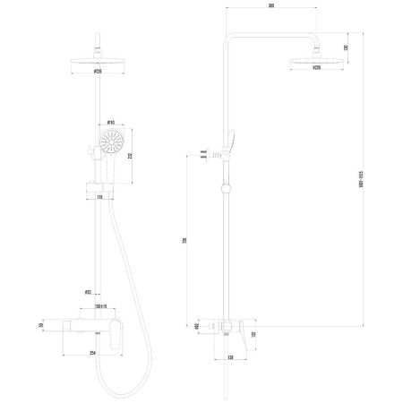 Душевая стойка LeMark Bronx LM3760GM настенная цвет черный с термостатом