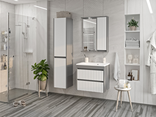 Зеркало-шкаф Brevita Balaton BAL-04065-01-01П 63х14х80 подвесной цвет белый/серый - фото 5 Зеркало-шкаф Brevita Balaton BAL-04065-01-01П 63х14х80 подвесной цвет белый/серый - фото 5