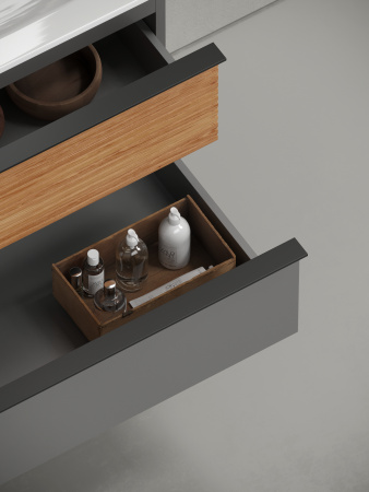 Тумба под раковину Sancos DELTA DL80GR 79х45х50 подвесная цвет дуб красный/графит