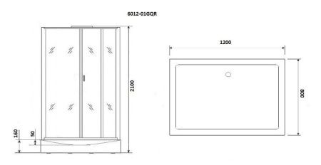 Душевая кабина Niagara Premium 60120114GQR 120х80 прямоугольная с крышей ориентация правая