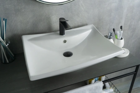 Раковина керамическая Gid Geométrico 51122 60х50 накладная цвет белый 1 отверстие под смеситель