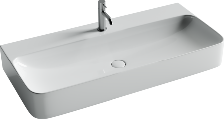Раковина из сантехнического фарфора Ceramica Nova AURA CN2007 100х50 подвесная цвет белый 1 отверстие под смеситель