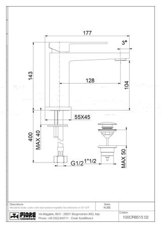 Смеситель Fiore Kube 100NN8515 на раковину черный