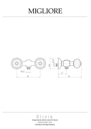 Смеситель для душа Migliore OLIVIA 18998 настенный бронза