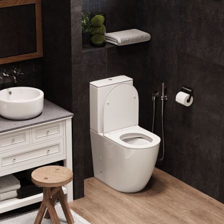 Унитаз напольный с бачком Cerutti SPA CT8709 белый с сиденьем микролифт безободковый каскадный смыв