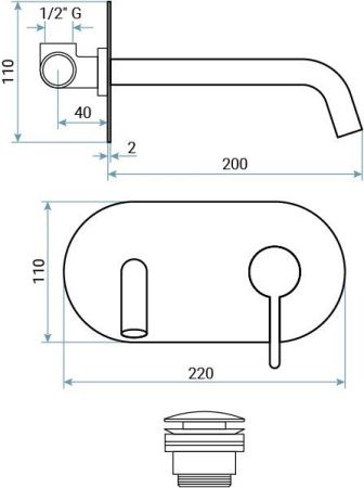 Смеситель для раковины Emmevi Filoinox 85055/IN встраиваемый в стену никель