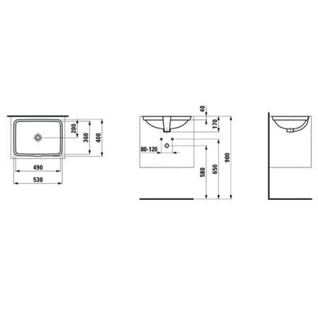 Раковина керамическая Laufen Pro 8.1196.1.000.109.1 50 см встраиваемая цвет белый без отверстий под смеситель