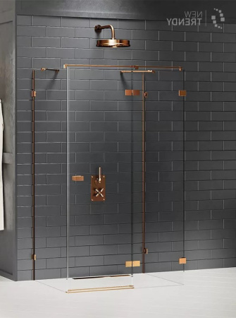 Душевой уголок New Trendy AVEXA Copper brushed EXK-3730 110х90 стекло прозрачное профиль медь брашированная без поддона