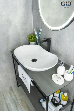 Раковина керамическая Gid Lago 51128 70х40 накладная цвет белый без отверстий под смеситель