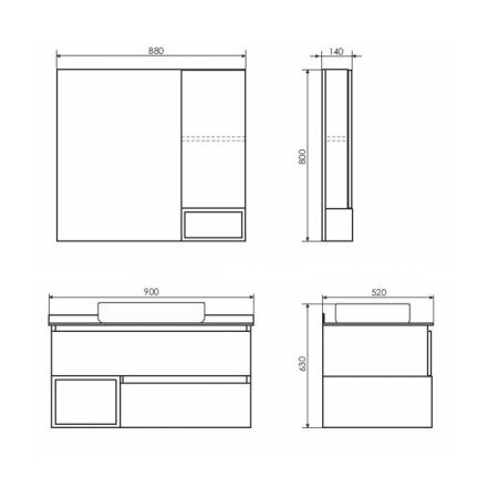 Тумба с раковиной Comforty Прага 00-00014424CF 90х50 подвесная цвет серый