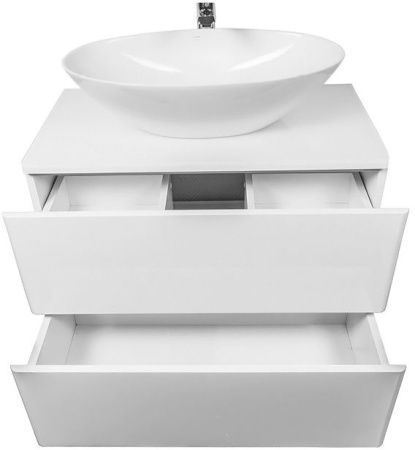 Тумба с раковиной Orange Otto Ot-75TuGLASS+G56 80х40 подвесная цвет белый