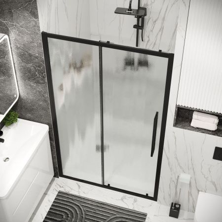 Душевая дверь Grossman Cosmo 100.K33.02.100.21.02 100х195 стекло текстурное профиль черный