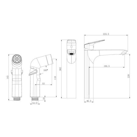 Смеситель для раковины Esko KG25H на столешницу хром