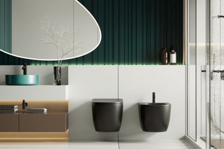 Комплект унитаз с инсталляцией с клавишей смыва ABBER Bequem AC1100MB-AC0105-AC0121MB-AC1150MB-AC0101P