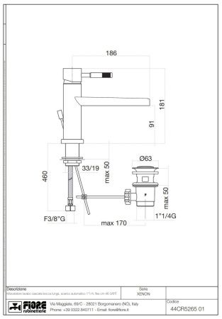 Смеситель Fiore Xenon 44CR5265 на раковину хром
