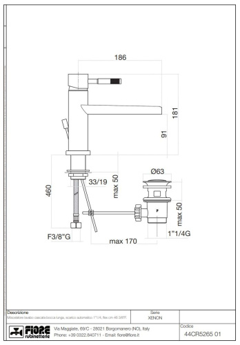 Смеситель Fiore Xenon 44CR5265 на раковину хром - фото 2