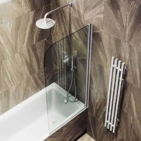 Душевая шторка на ванну Maybah Glass MGV-600-5 80х140 стекло прозрачное профиль хром ориентация универсальная