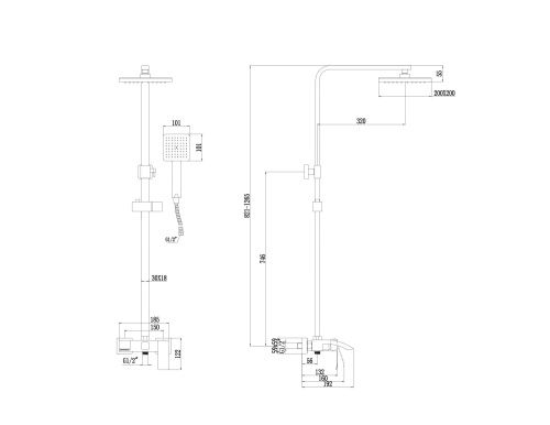 Душевая стойка Fmark FS8645Q настенная цвет графит - фото 3