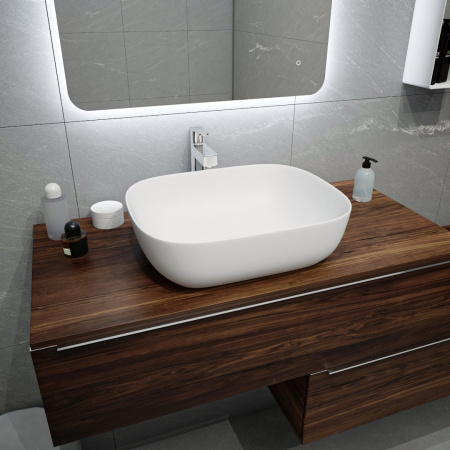 Раковина из сантехнического фарфора Teymi Solli T50390 49х40 накладная цвет белый без отверстий под смеситель