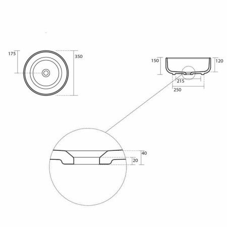 Раковина керамическая Kerasan Nolita 534501 40 см накладная цвет белый без отверстий под смеситель