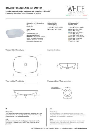 Раковина керамическая White Ceramic Idea W1010705 60х40 накладная цвет черный