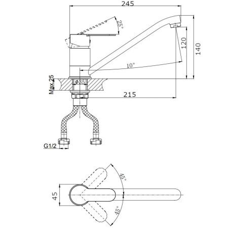 Смеситель для кухни Rush Tenerife TE2835-26 на мойку хром