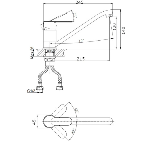 Смеситель для кухни Rush Tenerife TE2835-26 на мойку хром - фото 2