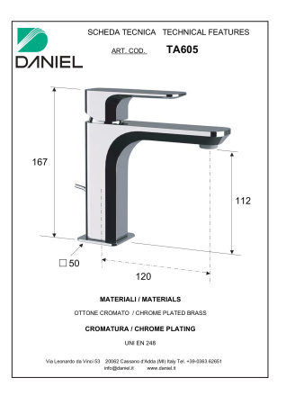 Смеситель Daniel Tiara TA605-GO на раковину графит