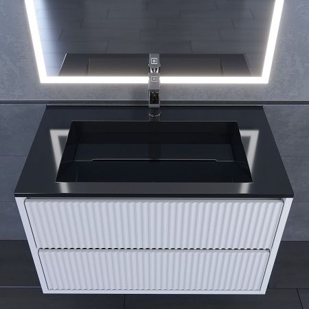 Раковина из искусственного камня Uperwood Next Premium RNext80bg 80х50 полувстраиваемая цвет черный