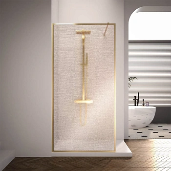 Душевая перегородка Veconi Korato KR81GL-120-10-C4 120х200 стекло рифленое профиль золото брашированное Душевая перегородка Veconi Korato KR81GL-120-10-C4 120х200 стекло рифленое профиль золото брашированное