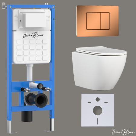 Комплект унитаз с инталляцией и клавишей смыва Iberica Blanca BILBAO ALTO IB001.BLA.234.1141