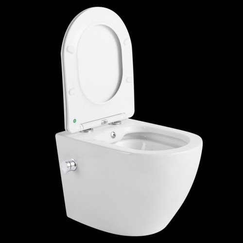 Унитаз подвесной CeramaLux 2196-BD белый с сиденьем микролифт каскадный смыв - фото 4