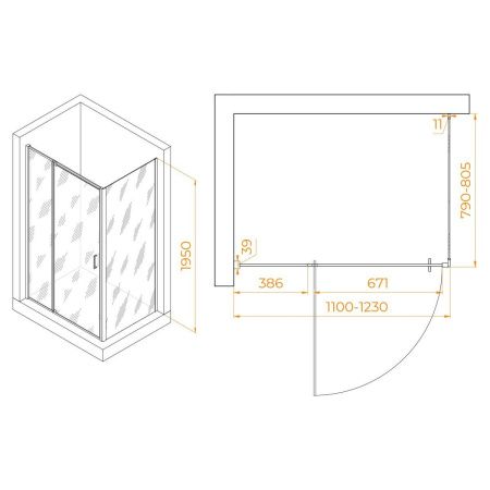 Душевой уголок RGW Passage 350807818-11 110х80 стекло прозрачное профиль хром без поддона