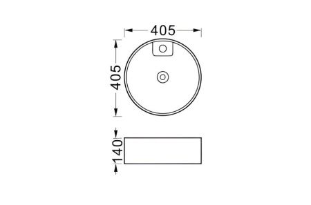 Раковина из сантехнического фарфора Aquatek ЕВРОПА AQ5212-MW 40х40 накладная цвет белый 1 отверстие под смеситель